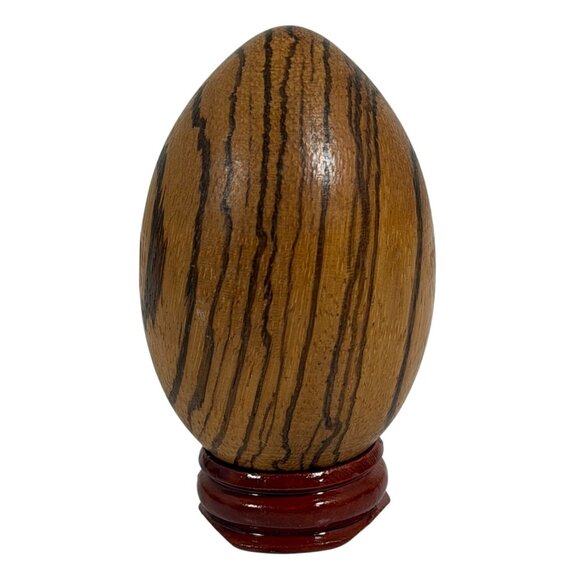 Handmade Africa Zebrawood Decorative Egg + Stand Easter/5th Anniversary Gift - Picture 3 of 7